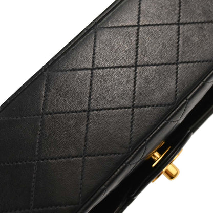 Chanel 1997-1999 Black Lambskin Medium Classic Double Flap Shoulder Bag