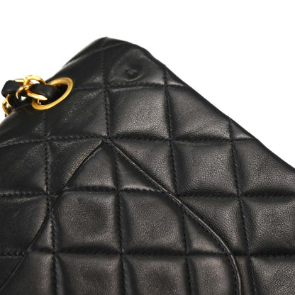 Chanel 1997-1999 Black Lambskin Medium Classic Double Flap Shoulder Bag