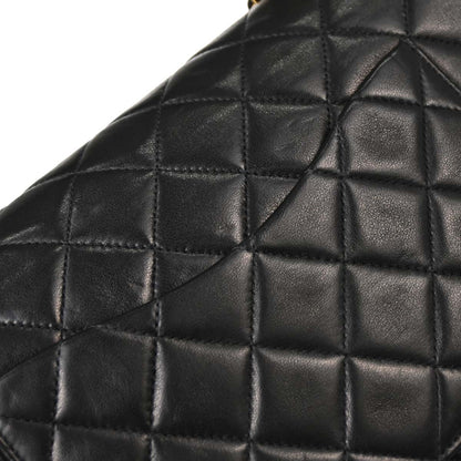 Chanel 1997-1999 Black Lambskin Medium Classic Double Flap Shoulder Bag