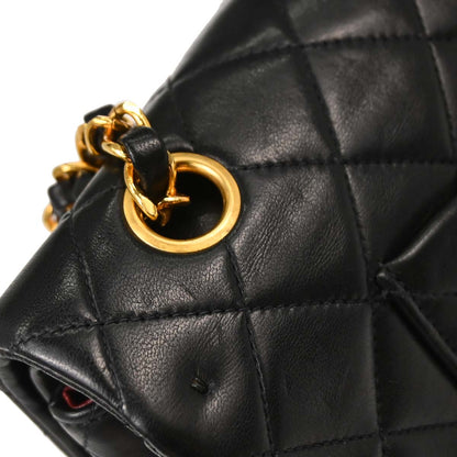 Chanel 1997-1999 Black Lambskin Medium Classic Double Flap Shoulder Bag