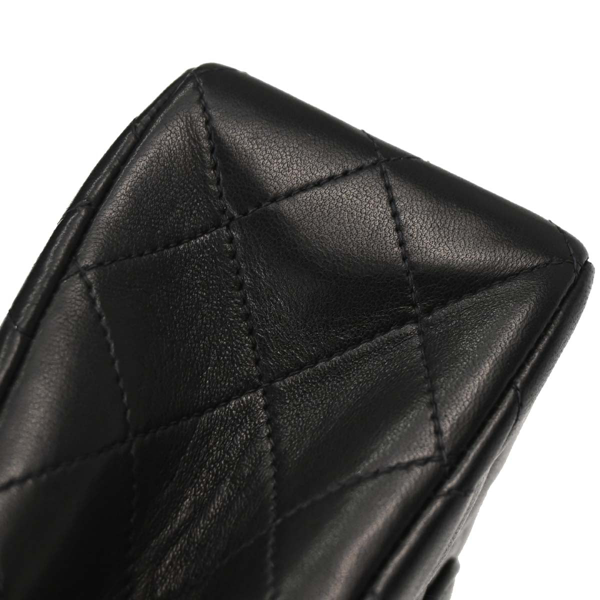 Chanel 1997-1999 Black Lambskin Medium Classic Double Flap Shoulder Bag