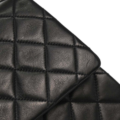 Chanel 1997-1999 Black Lambskin Medium Classic Double Flap Shoulder Bag