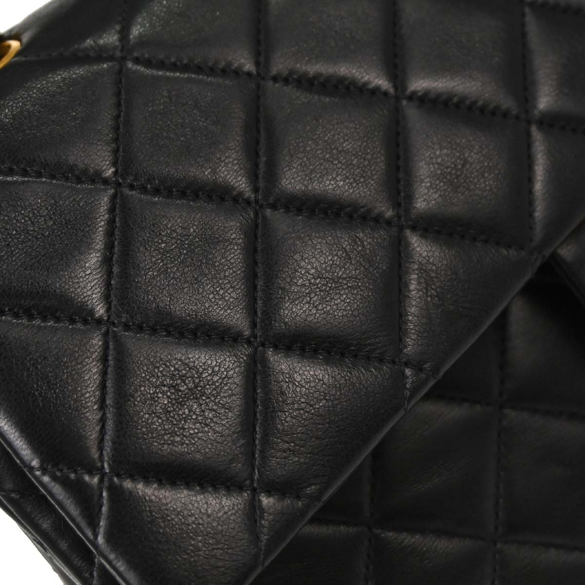 Chanel 1997-1999 Black Lambskin Medium Classic Double Flap Shoulder Bag
