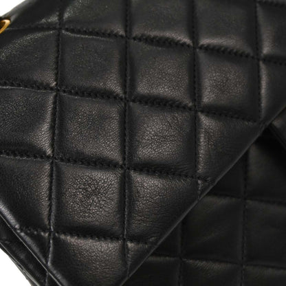 Chanel 1997-1999 Black Lambskin Medium Classic Double Flap Shoulder Bag
