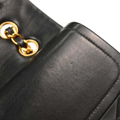 Chanel 1997-1999 Black Lambskin Medium Classic Double Flap Shoulder Bag
