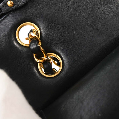 Chanel 1997-1999 Black Lambskin Medium Classic Double Flap Shoulder Bag