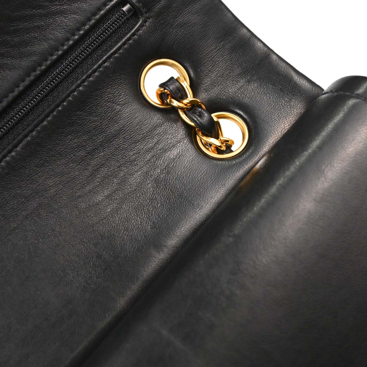 Chanel 1997-1999 Black Lambskin Medium Classic Double Flap Shoulder Bag
