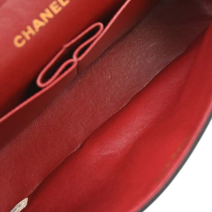 Chanel 1997-1999 Black Lambskin Medium Classic Double Flap Shoulder Bag