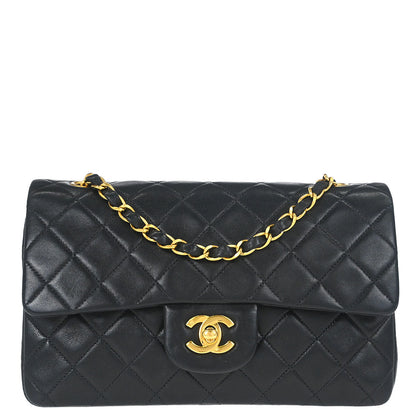 Chanel Black Lambskin Small Classic Double Flap Shoulder Bag