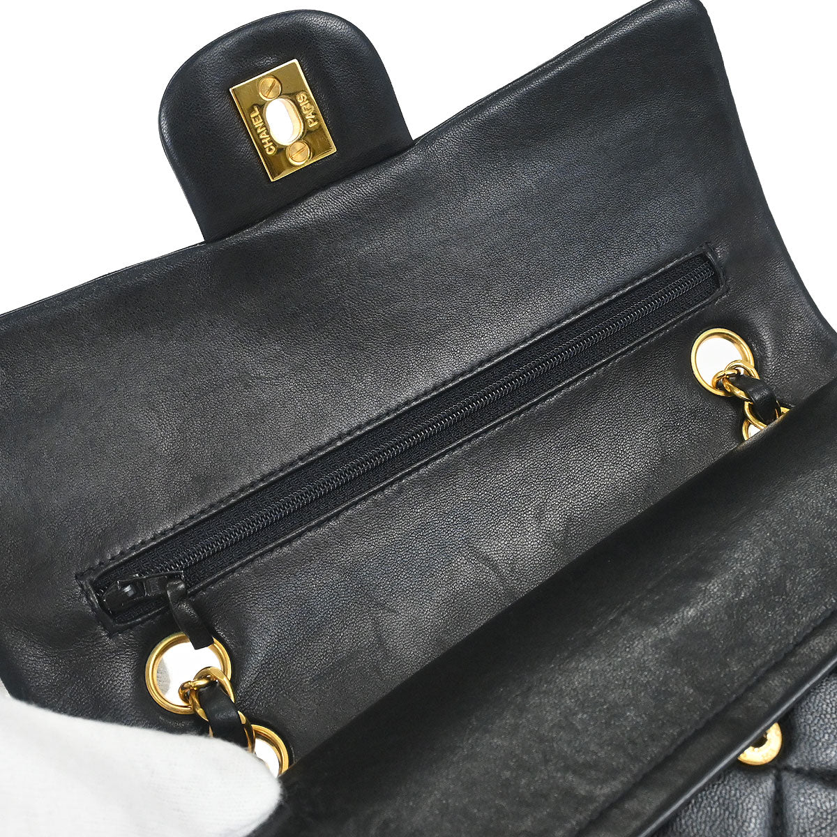 Chanel Black Lambskin Small Classic Double Flap Shoulder Bag