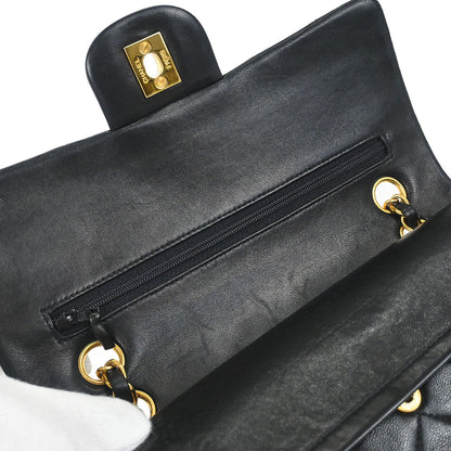 Chanel Black Lambskin Small Classic Double Flap Shoulder Bag