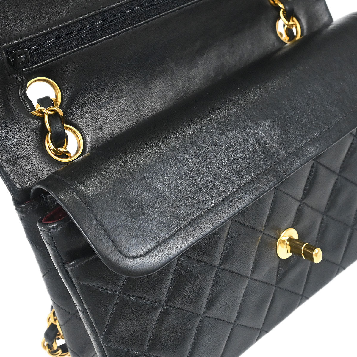 Chanel Black Lambskin Small Classic Double Flap Shoulder Bag