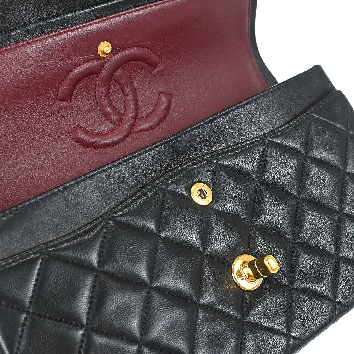 Chanel Black Lambskin Small Classic Double Flap Shoulder Bag
