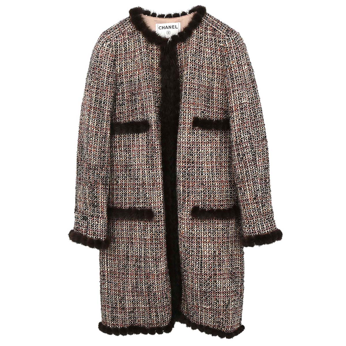 Chanel 2003 Tweed Coat Brown #34