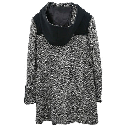 Chanel 2011-2012 Hooded Duffel Coat Tweed Black #34