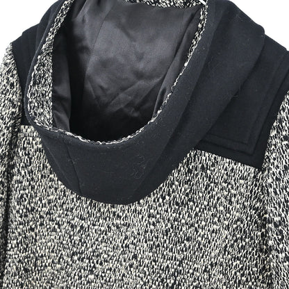 Chanel 2011-2012 Hooded Duffel Coat Tweed Black #34