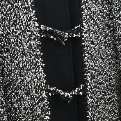 Chanel 2011-2012 Hooded Duffel Coat Tweed Black #34