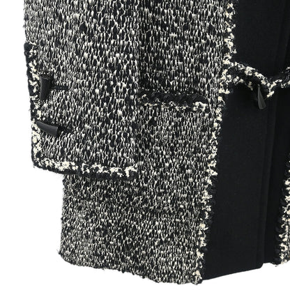 Chanel 2011-2012 Hooded Duffel Coat Tweed Black #34
