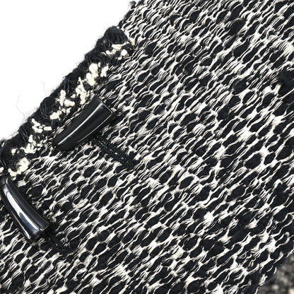 Chanel 2011-2012 Hooded Duffel Coat Tweed Black #34