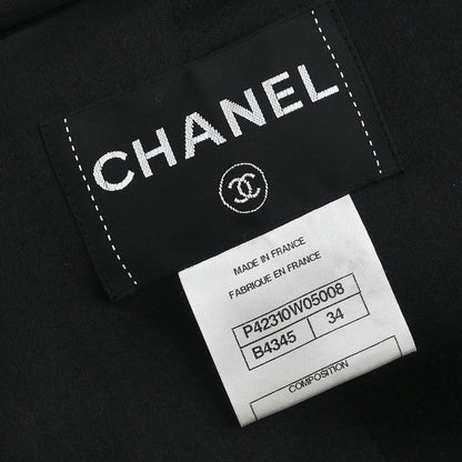 Chanel 2011-2012 Hooded Duffel Coat Tweed Black #34