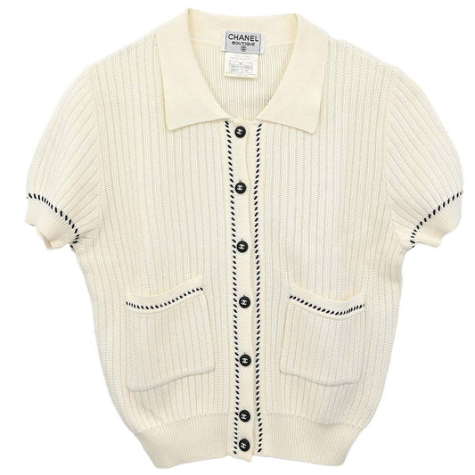 Chanel 1996 Short Sleeve Cardigan White #40