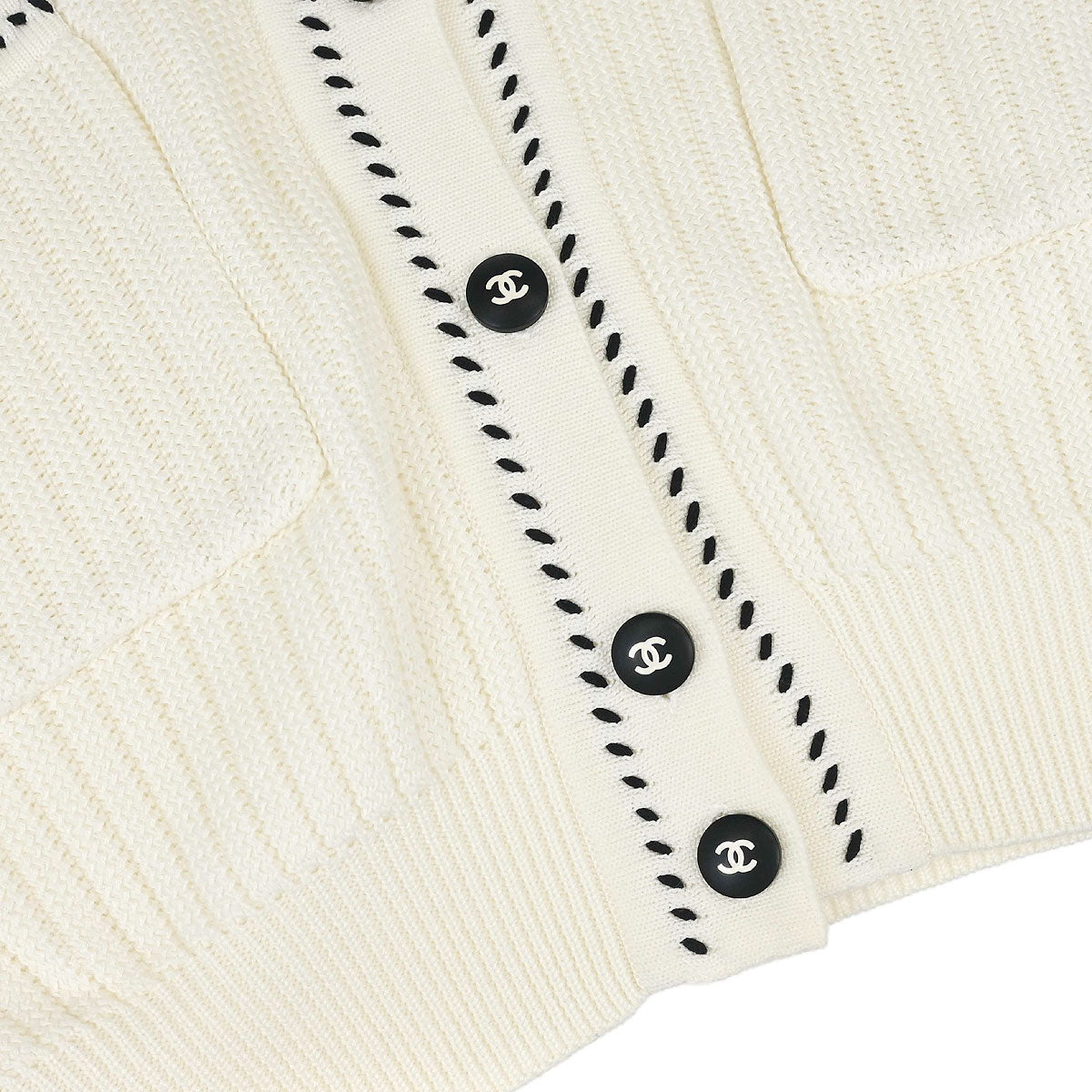 Chanel 1996 Short Sleeve Cardigan White #40