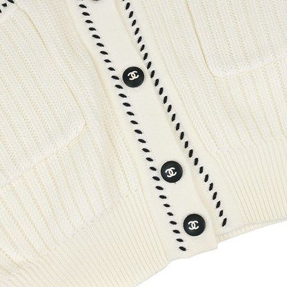 Chanel 1996 Short Sleeve Cardigan White #40
