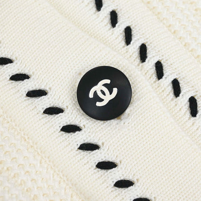 Chanel 1996 Short Sleeve Cardigan White #40