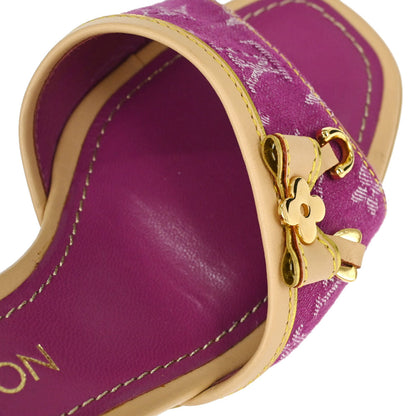 Louis Vuitton * Pink Monogram Denim Mules Shoes #36