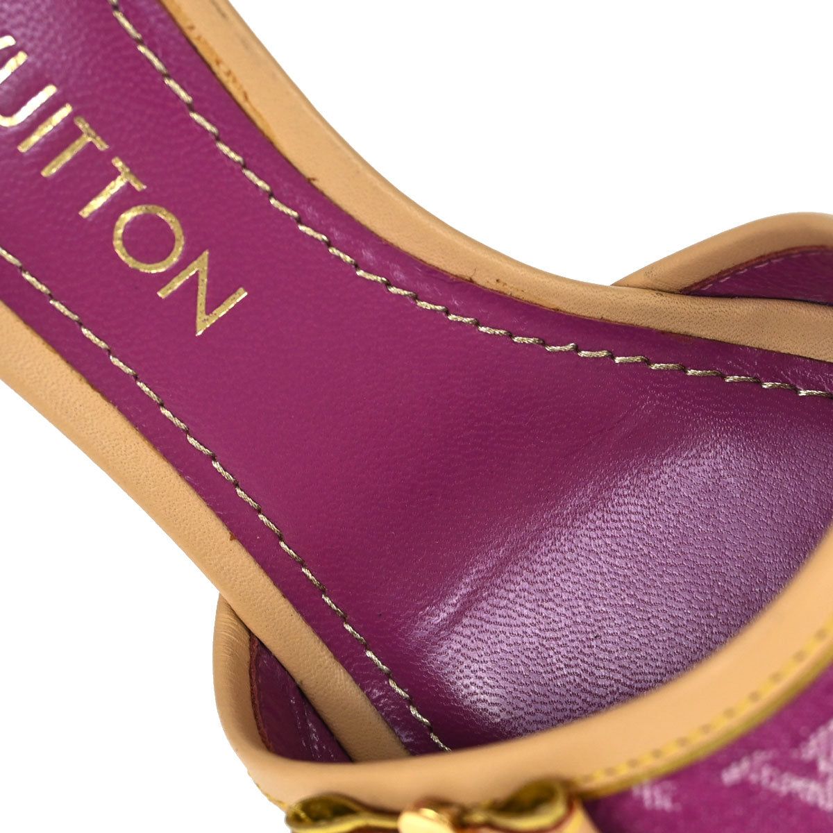 Louis Vuitton * Pink Monogram Denim Mules Shoes #36