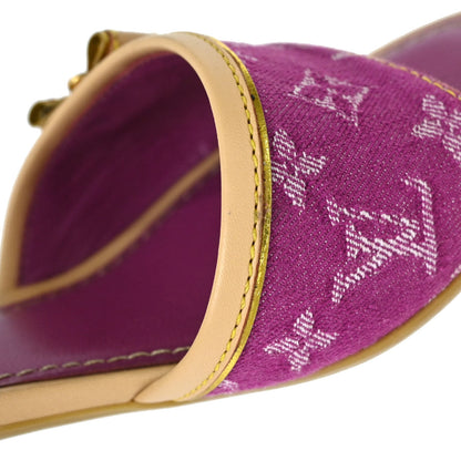 Louis Vuitton * Pink Monogram Denim Mules Shoes #36