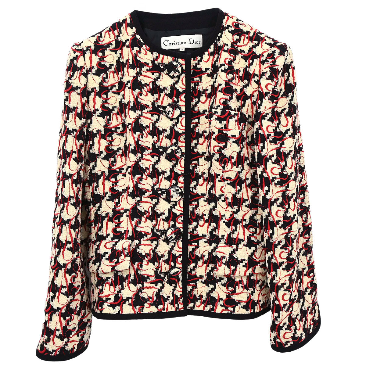 Christian Dior Long Sleeve Jacket Tweed Ivory #34-36