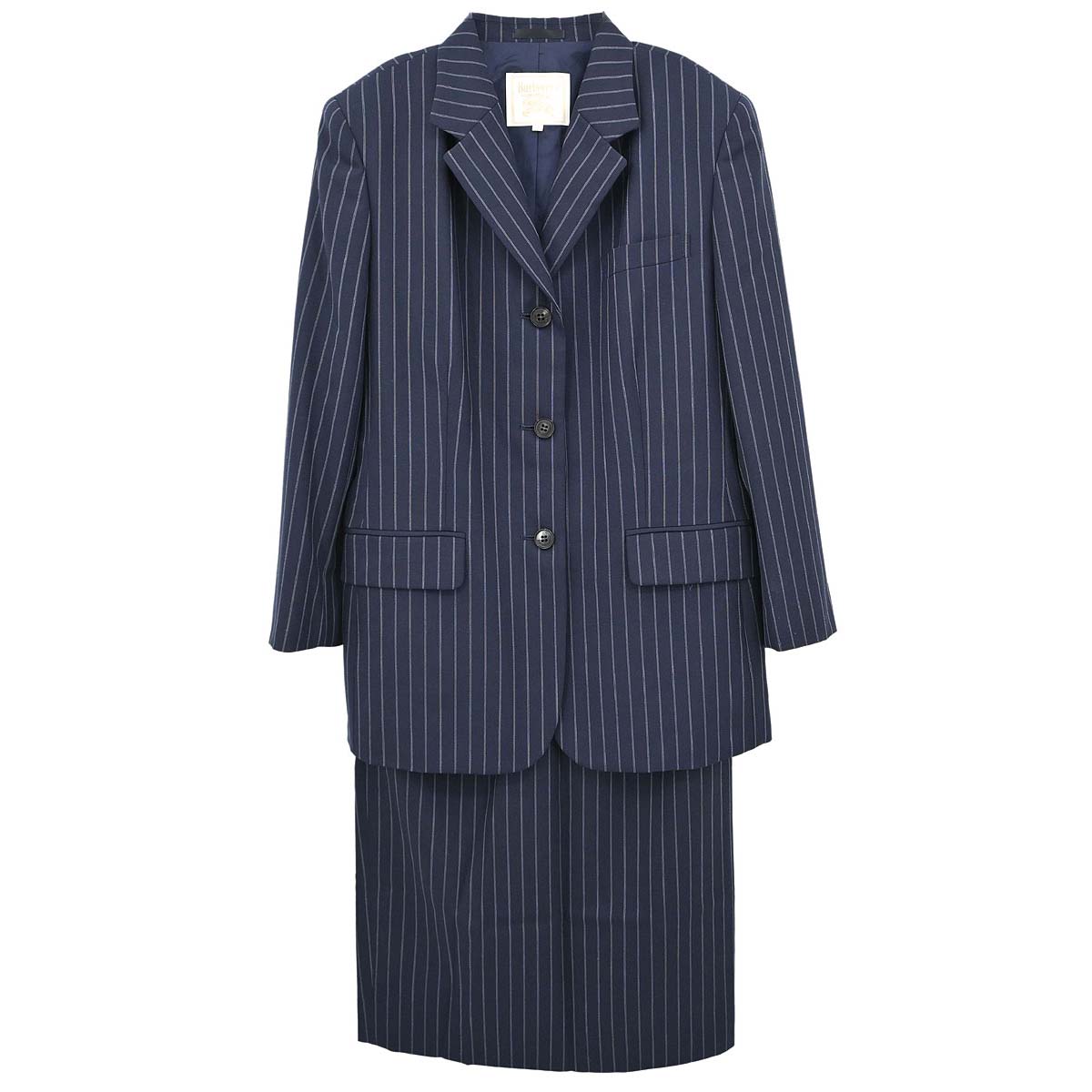 Burberrys Setup Suit Jacket Skirt Navy #34-36