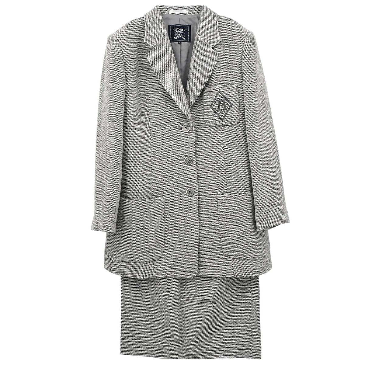 Burberrys Setup Suit Jacket Skirt Gray #36-38