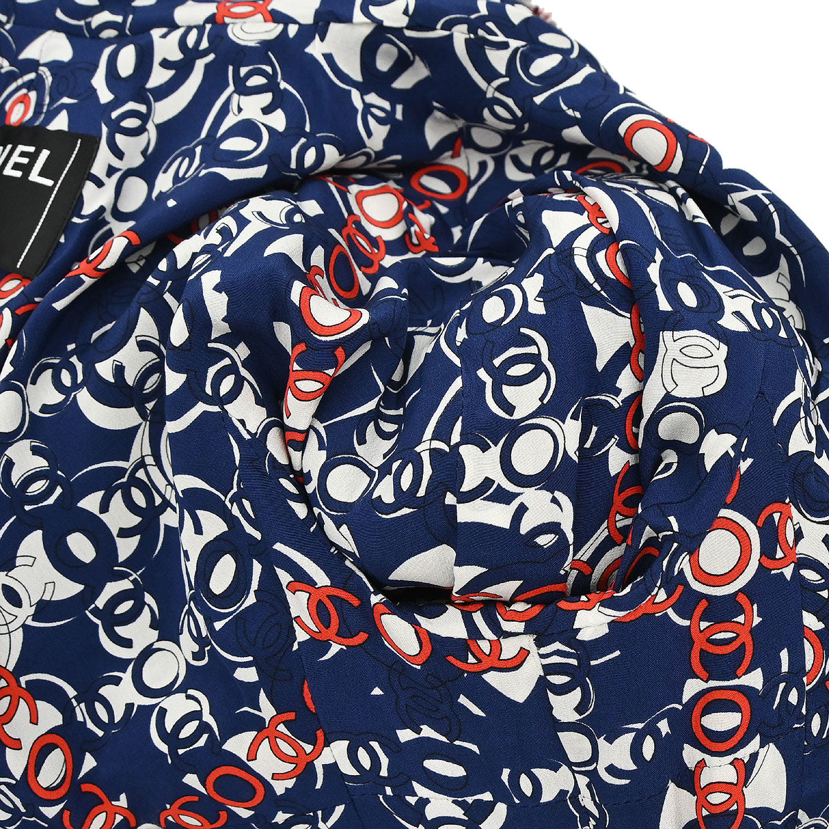 Chanel 2007 Single Breasted Zip Up Tweed Jacket Navy #34