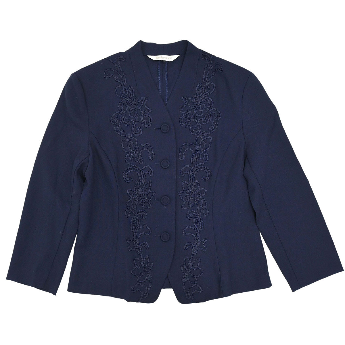 Burberrys Embroidered Jacket Navy #34-36