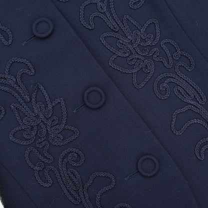 Burberrys Embroidered Jacket Navy #34-36