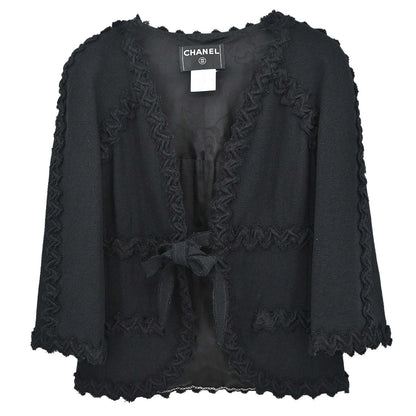 Chanel 2007 Collarless Jacket Black #38