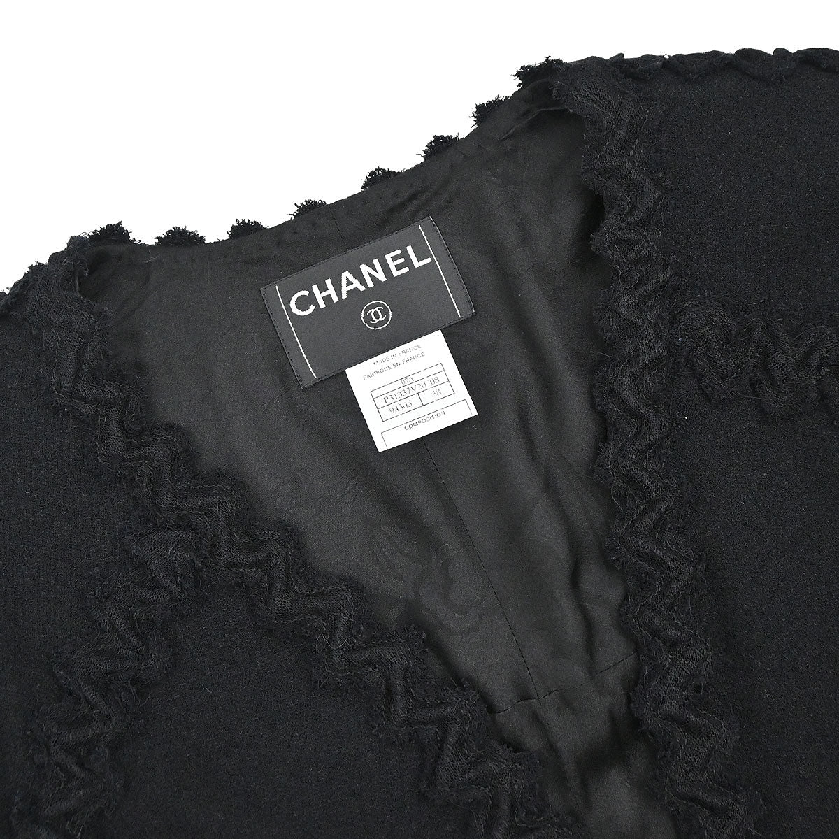 Chanel 2007 Collarless Jacket Black #38