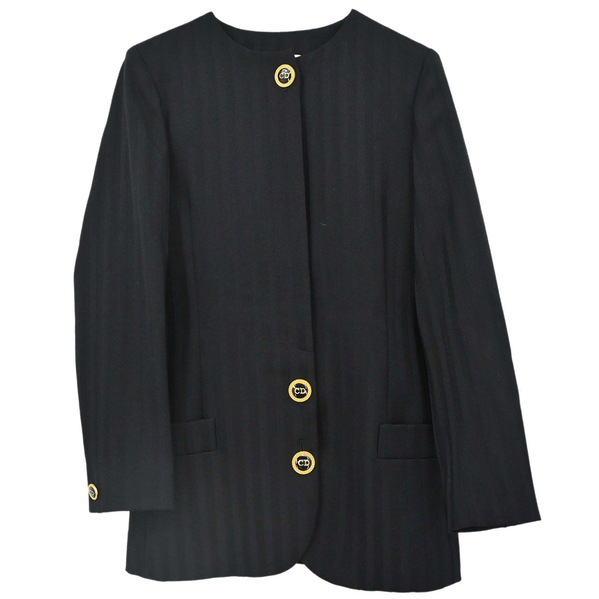 Christian Dior Collarless Striped Jacket Black #36–38