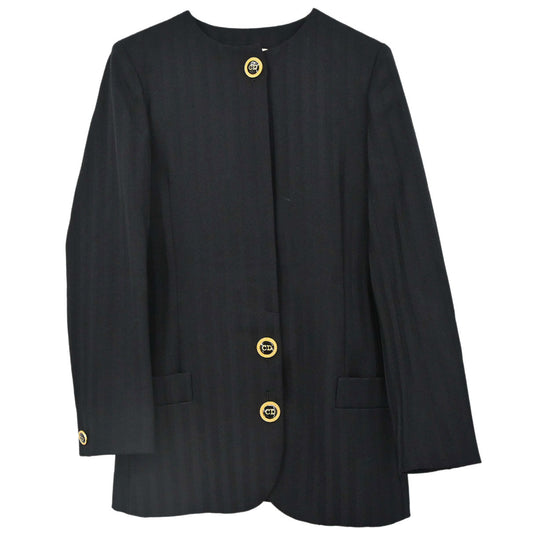 Christian Dior Collarless Striped Jacket Black #36–38