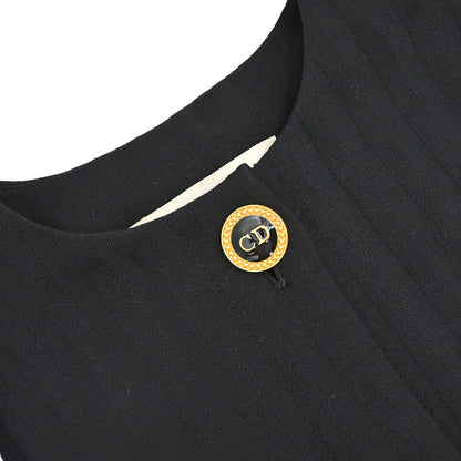 Christian Dior Collarless Striped Jacket Black #36–38