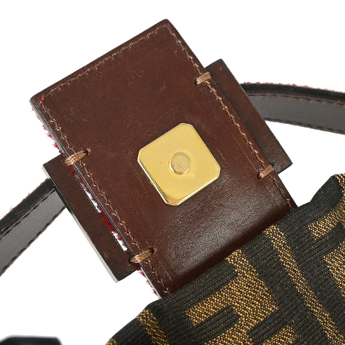 Fendi Brown Pony Hair Beads Sequins Zucca Baguette Handbag