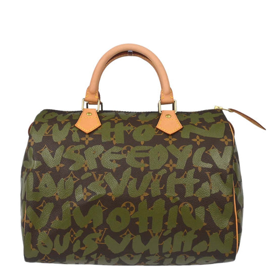 Louis Vuitton Khaki Monogram Graffiti Speedy 30 Handbag M92194