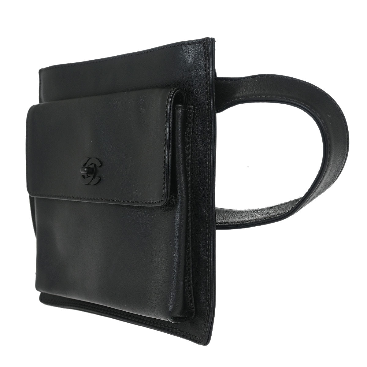 Chanel 1997-1999 Black Lambskin Bum Belt Waist Bag #75/30