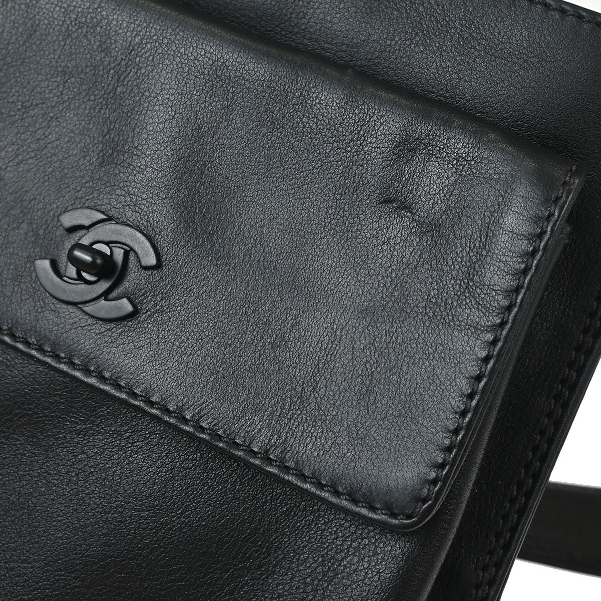 Chanel 1997-1999 Black Lambskin Bum Belt Waist Bag #75/30