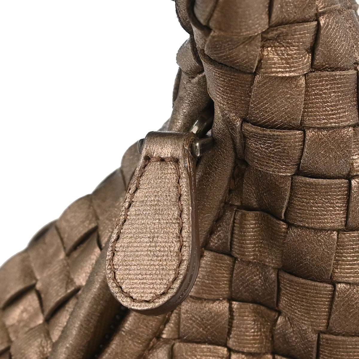 Bottega Veneta Bronze Lambskin Intrecciato Hobo Handbag