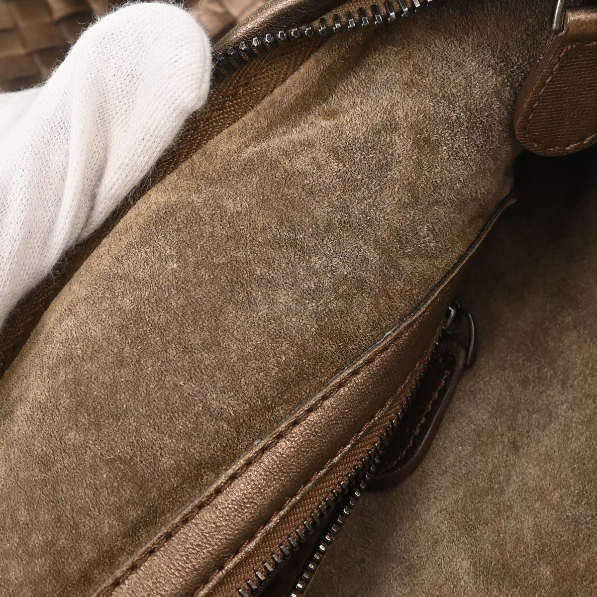Bottega Veneta Bronze Lambskin Intrecciato Hobo Handbag