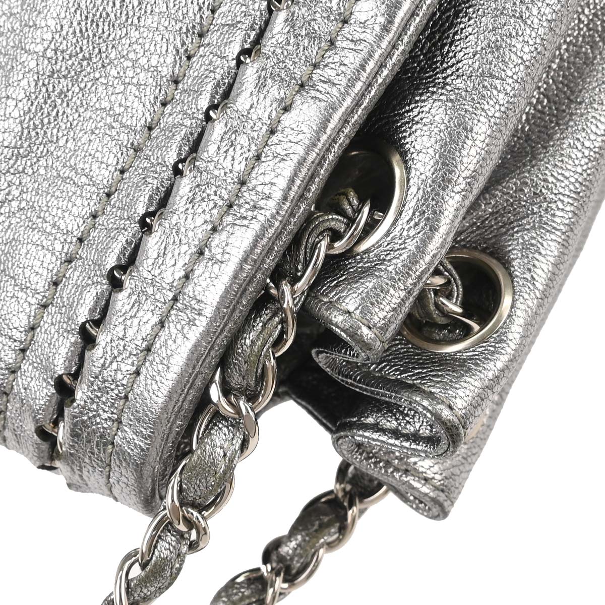 Chanel 2005-2006 Silver Calfskin Luxury Line Accordion Flap Bag Shoulder Bag