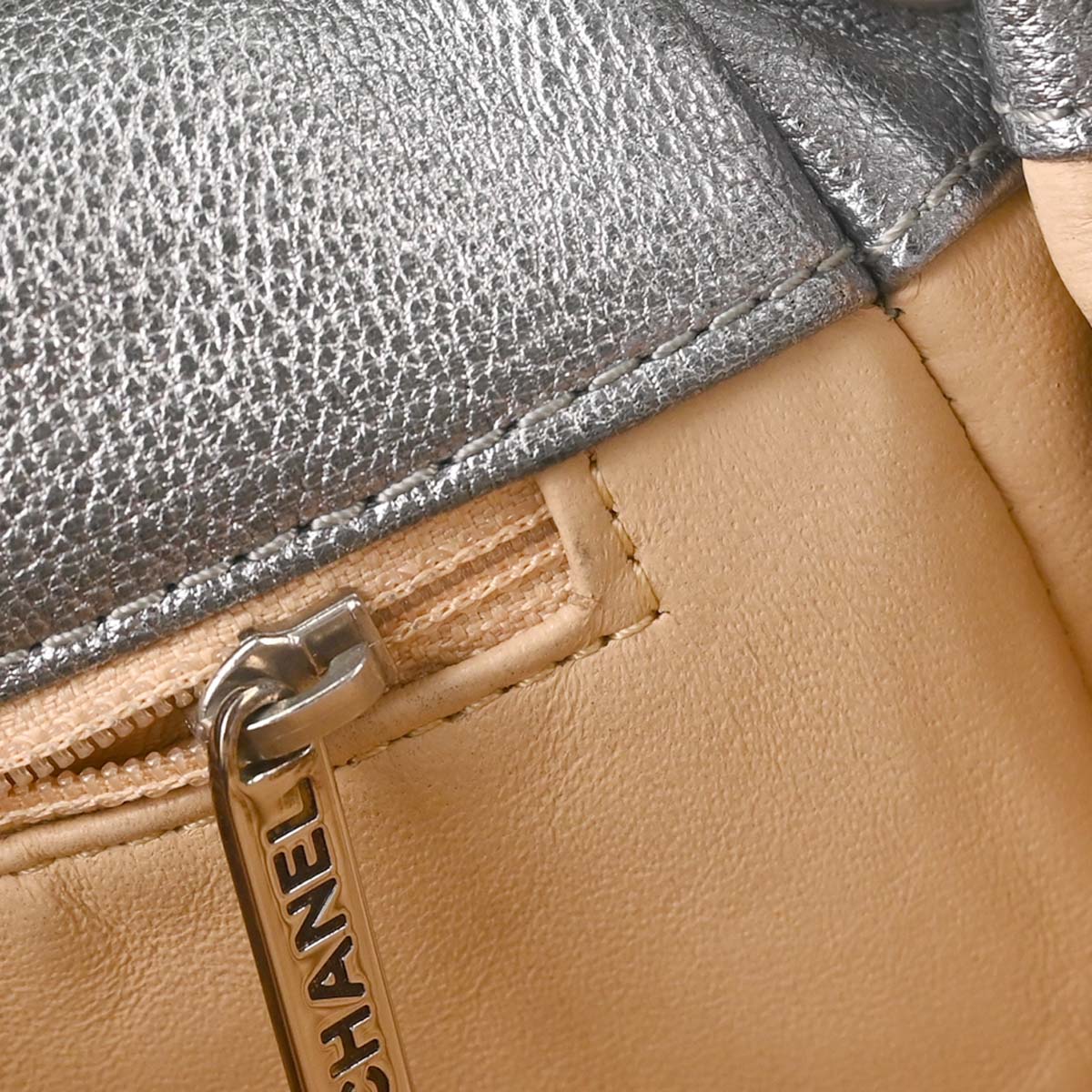 Chanel 2005-2006 Silver Calfskin Luxury Line Accordion Flap Bag Shoulder Bag